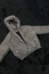 Leopard Faux Fur Lined Hooded Puffer Coat