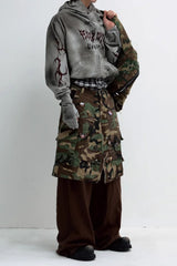 Masked Hood Washed Full Zip Hoodie