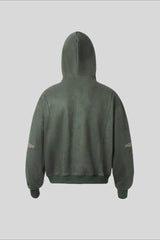 Applique Typography Suede Zip Hoodie