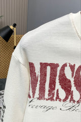Distressed Face Graphic Waffle Long Sleeve Tee