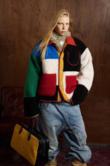 Color Block Sherpa Patch Pocket Coat
