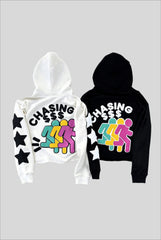 Chasing Money Cropped Graphic Hoodie