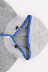 Cable Hood Contrast Placket Hoodie