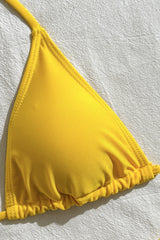 Mesh Hollow Out Drawstring Tie Three Piece Swim Set