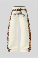Camo Panel Wide Leg Sweatpants