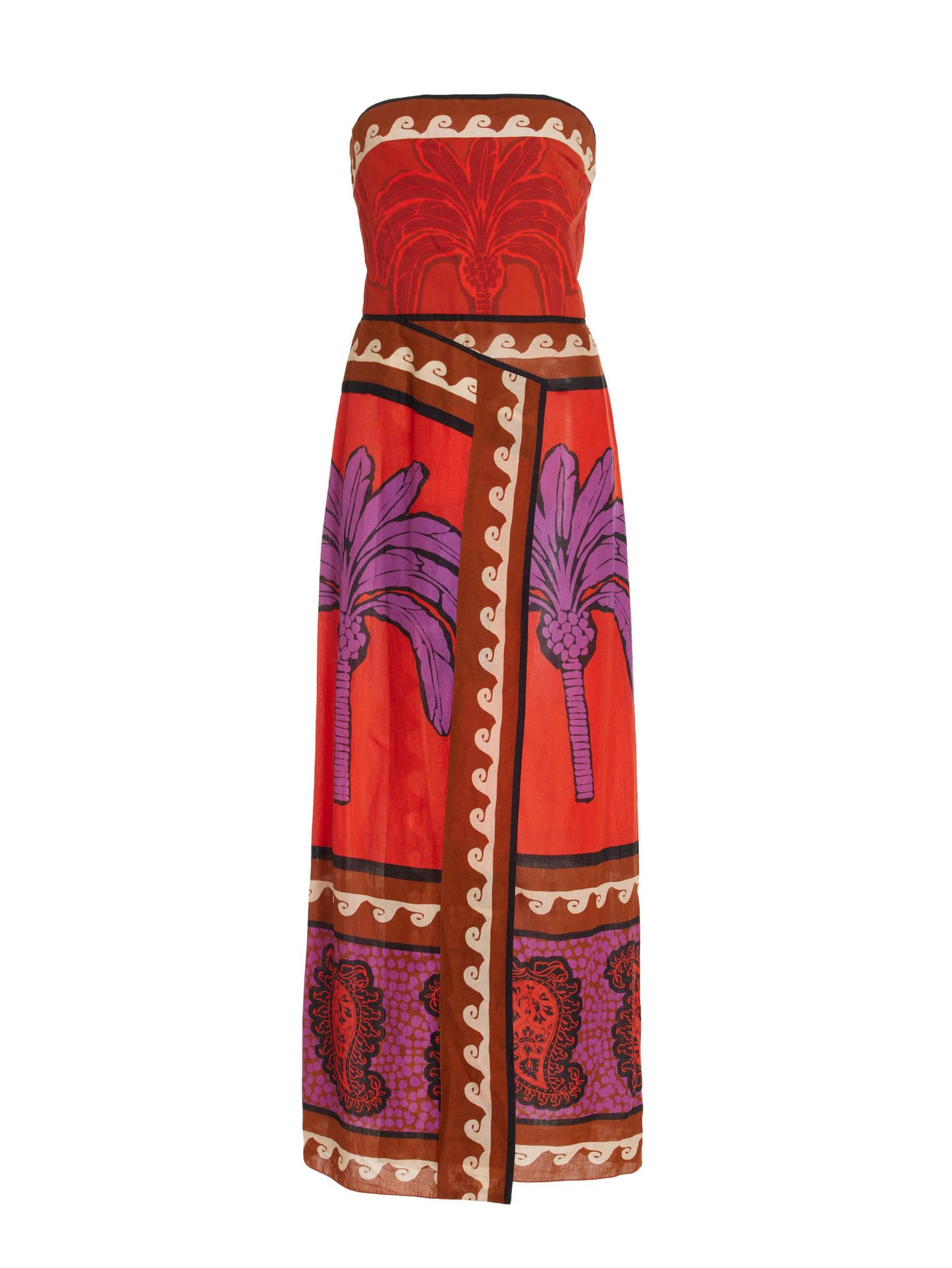 Unique Palm Tree Charming Floral Off-Shoulder Midi Dress