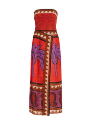 Unique Palm Tree Charming Floral Off-Shoulder Midi Dress