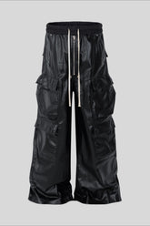 Coated Layered Pocket Flared Cargo Pants