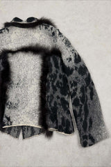 Leopard Jacquard Hooded Button Knit Cardigan