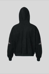 Applique Typography Suede Zip Hoodie