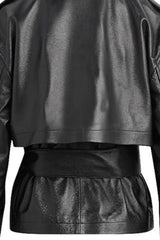 Street Style Cropped Leather Coat