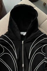 Abstract Piping Double Zip Hoodie