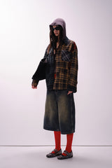 Patchwork Plaid Relaxed Long Sleeve Shirt