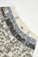 Leopard Double Waist Barrel Leg Jeans