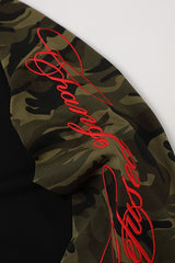 Camo Sleeve Embroidered Raglan Long Sleeve Tee