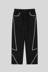 Deconstructed Shell Embroidered Straight Leg Sweatpants
