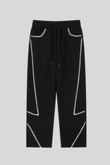 Deconstructed Shell Embroidered Straight Leg Sweatpants