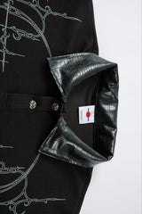 Barbed Wire Graphic Layered Polo Collar Tee