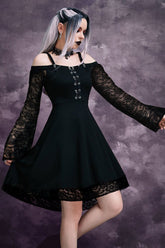 Strapless Lace-Up Gothic Dress