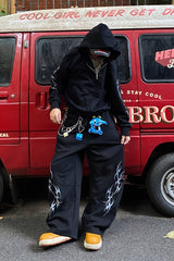 Tribal Graphic Baggy Barrel Leg Sweatpants