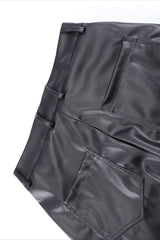 Ruched Faux Leather Straight Leg Pants