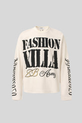 Gothic Typography Waffle Oversized Long Sleeve Tee