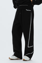 Deconstructed Shell Embroidered Straight Leg Sweatpants