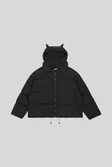 Spider Print Cat Ear Mask Hood Puffer Jacket