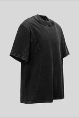 Studded Distressed Collar Washed Oversized Tee