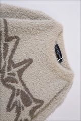 Fuzzy Graffiti Jacquard Relaxed Sweater