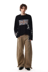 Faded Flag Number Graphic Long Sleeve T-Shirt