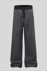 Plaid Button Front Straight Leg Pants