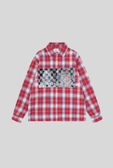 Checkerboard Photo Script Plaid Long Sleeve Shirt