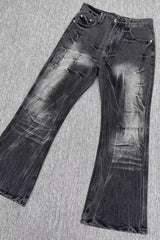 Crackle Wash Micro Flare Jeans