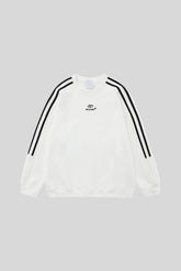 Striped Raglan Logo Oversized Crew Neck Sweatshirt