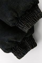 Washed Denim Faux Fur Lined Hooded Coat