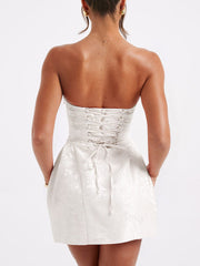 Jacquard Suspender Slim Charming Fit A-Hem Mini Dress