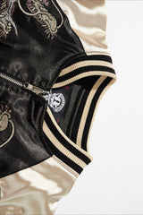 Dragon Embroidered Satin Bomber Jacket