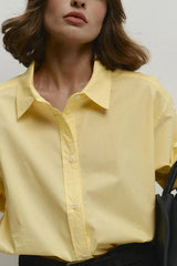 Yellow Cotton Button-Up Blouse