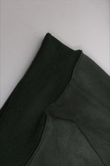 Applique Typography Suede Zip Hoodie