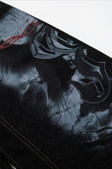 Dragon Illustration Washed Wide Leg Jeans