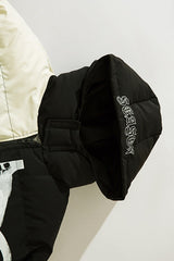 Skeleton Patch Color Block Puffer Jacket