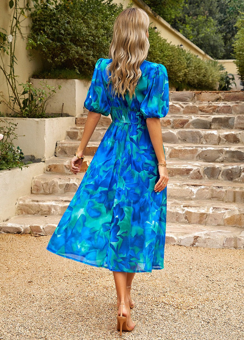 V-Neck Printed Dress