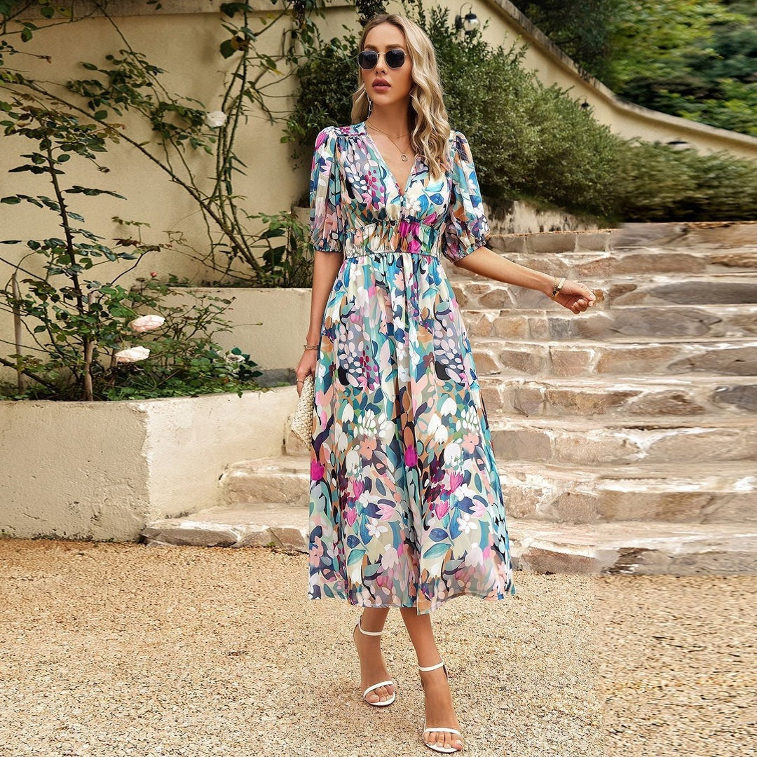 V-Neck Printed Dress