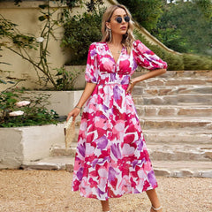 V-Neck Printed Dress
