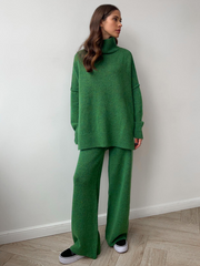 Morwen - Oversized Turtle-Neck Knitted Two-Piece Set