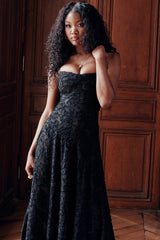 MELISSA - LACE UP FLORAL BACK MAXI GOWN