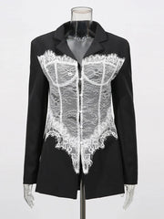 Lace Corset Blazer in Black