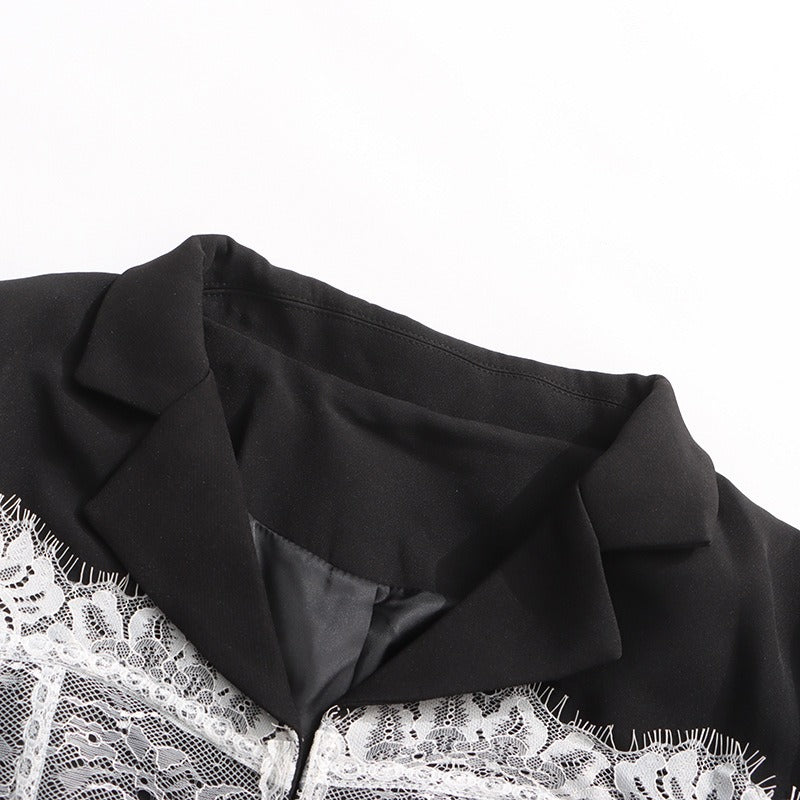 Lace Corset Blazer in Black
