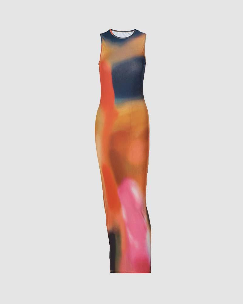 Earthen Gradient Stylish Maxi Slit Dress